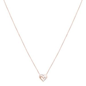 Argento Rose Gold Swan Heart Necklace - Rose Gold