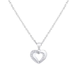 Argento Shimmering Hearts Crystal Outline Necklace - 925 Silver