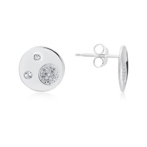 Argento Silver Crystal Print Dot Earrings - 925 Silver
