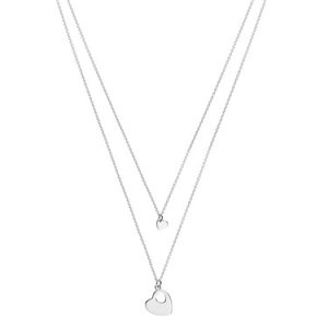 Argento Silver Layered Double Heart Necklace - 925 Silver