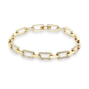 August Woods Gold Rectangle Crystal Link Bracelet - Gold
