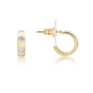 August Woods Gold Thick Hoop Crystal Earrings - Gold