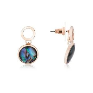 August Woods Rose Gold Abalone Circle Drop Earrings