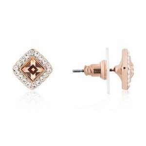 August Woods Rose Gold Champagne Crystal Stud Earrings