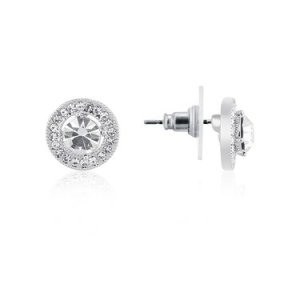 August Woods Silver Large CZ Circle Halo Earrings