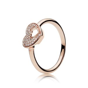 Pandora Rose Shimmering Puzzle Heart Frame Ring - 58 Pandora Ring