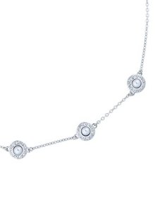 Ted Baker Silver Daisy Crystal Pearl Choker Necklace
