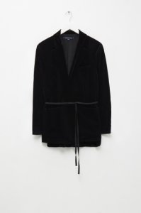 Amato Velvet Longline Jacket - black