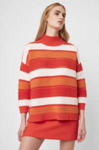 French Connection - Liliya stripe cutout jumper - poppy red multi