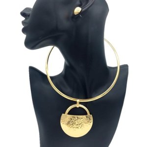 African Gold Nigerian Earrings Necklace Jewelry Set