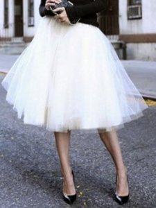 Ball Gown Plain Mesh Knee-Length Casual Womens Skirt