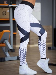 Breathable Geometric Print High Waist Womens Leggings