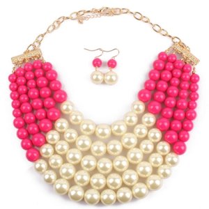 Color Beads Multilayer Necklace Jewelry Set