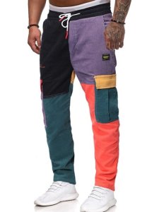 Color Block Pocket Pencil Pants Lace-Up Mens Casual Pants