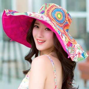 Cotton Tie-Dye Geometric Flower Convertible Sun Hats