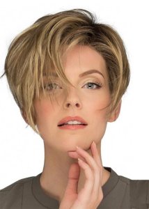 Fashion Womens Pixie Cut Side Part Bnags Hairstyles Synthetic Hair Wigs Natural Straight Capless Wigs 10Inch
