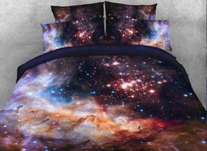 Galaxy and Galactic Nebula Printed Cotton 4-Piece 3D Bedding Sets/Duvet Covers