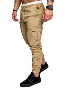 Lace-up Pockets Elastic Mens Casual Pants