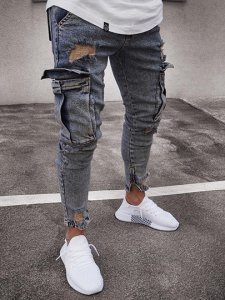 Plain Pocket Pencil Pants Casual Mens Jeans