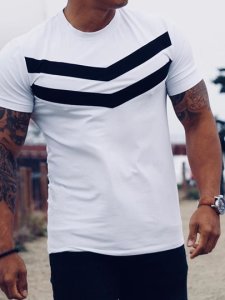 Print Casual Round Neck Color Block Short Sleeve Mens T-shirt