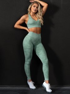 Print Pullover Sexy Low-cut Womens Workout Set 2 Pieces