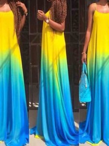 Sleeveless Floor-Length A-Line Gradient Womens Maxi Dress