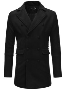 Straight Double-Breasted Mid-Length Mens Woolen Coat