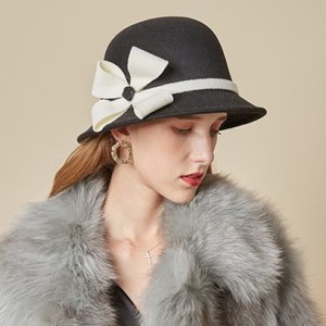 Wool Blends Bowknot Bucket Hat Womens Winter Hats