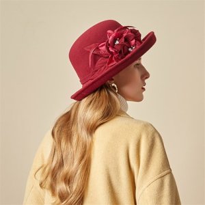 Wool Blends Rolled Brim British Fedora Hat Winter Hats