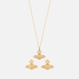 Vivienne Westwood Women's Minnie Bas Relief Pendant and Earrings Giftset - Gold Crystal