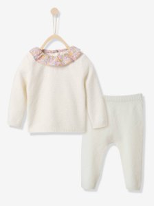 Baby's organic cotton sweater and leggings outfit cream / liberty wiltshire