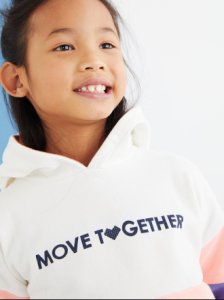 Colourblock Sports Hoodie for Girls white