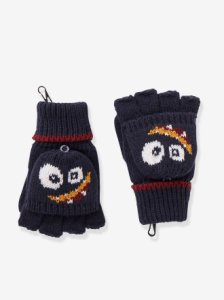 Convertible Mitten Gloves, for Boys blue dark solid with design