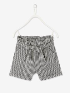 Fabric Shorts for Girls black dark checks