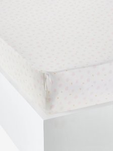 Vertbaudet - Fitted sheet, lapin romantique white light all over printed