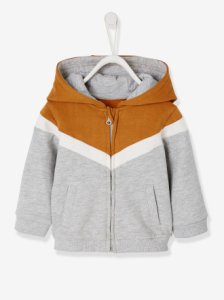 Jacket with Hood & Zip for Boys brown light solid with design