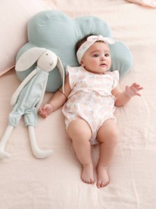 Jumpsuit + Hairband Combo, for Babies white light all over printed
