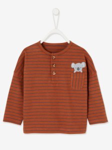 Long Sleeve Top for Baby Boys brown medium striped
