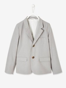 Vertbaudet - Occasion wear cotton/linen jacket for boys beige light solid with design
