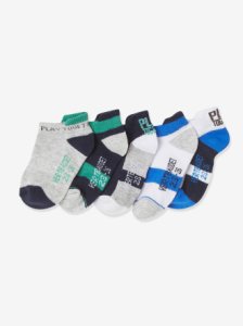 Pack of 5 Pairs of Invisible Sports Socks for Boys blue dark two color/multicol