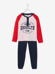 Vertbaudet - Pyjamas for boys, brooklyn red dark striped