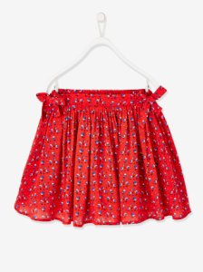 Skirt with Floral Print, for Girls red bright all over printed