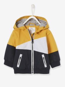 Three-tone Windcheater with Hood for Baby Boys yellow medium solid wth design