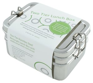 A Slice of Green Stainless Steel Two Tier Lunch Box with Mini Container
