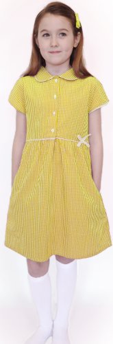 Organic Cotton Yellow Gingham Dress - 8yrs Plus