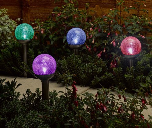 Smart Garden - Solar powered rainbow colour crackle globe lights - set of 4