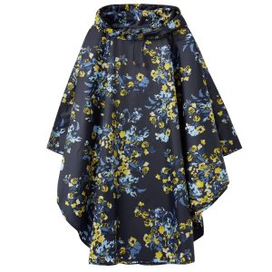 Joules Ladies Showerproof Poncho Navy Gold Floral