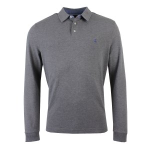 Joules Mens Woodwell Long Sleeve Polo Grey Marl
