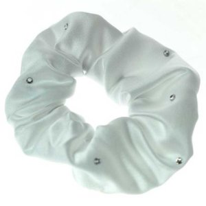 ShowQuest Scrunchie With Crystals White