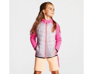 Kids' Diffusion Hybrid Hooded Jacket Cyber Pink Argent Grey